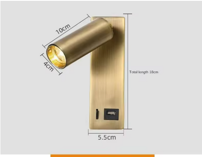 Applique murale LED 3W – Rotation 350°, avec Interface USB