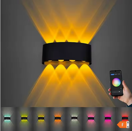 Applique murale intérieure/extérieure intelligente LED RVB 2PCS