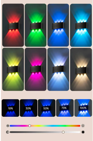 Applique murale intérieure/extérieure intelligente LED RVB 2PCS