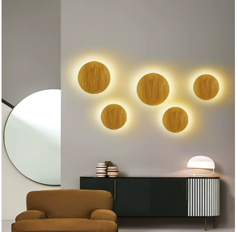 Applique murale LED ovale en bois naturel, 8W
