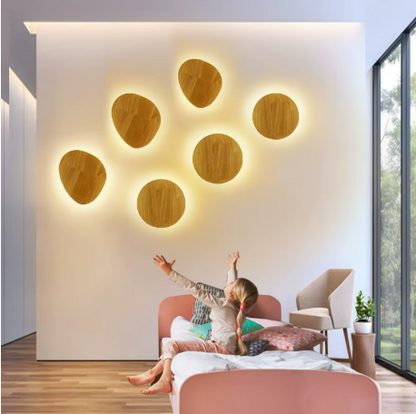 Applique murale LED ovale en bois naturel, 8W