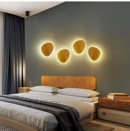 Applique murale LED ovale en bois naturel, 8W
