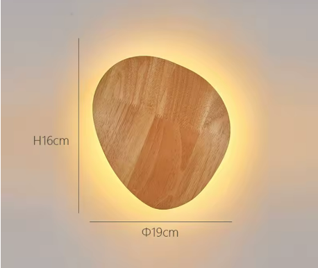 Applique murale LED ovale en bois naturel, 8W