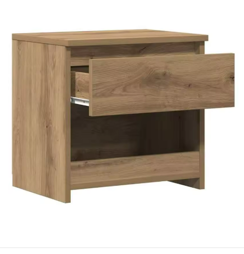 Table de nuit scandinave en chêne artisan avec tiroir