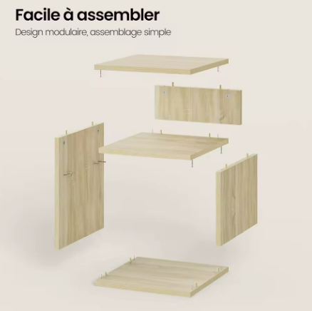 Table de chevet 2 compartiments ouverts - Bois chêne clair