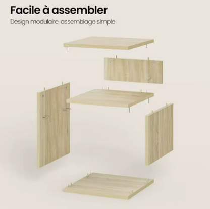 Table de chevet 2 compartiments ouverts - Bois chêne clair
