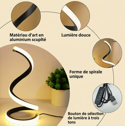 Lampe LED spirale à intensité variable et 3 modes de lumière