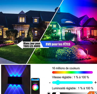 Applique murale intérieure/extérieure intelligente LED RVB 2PCS