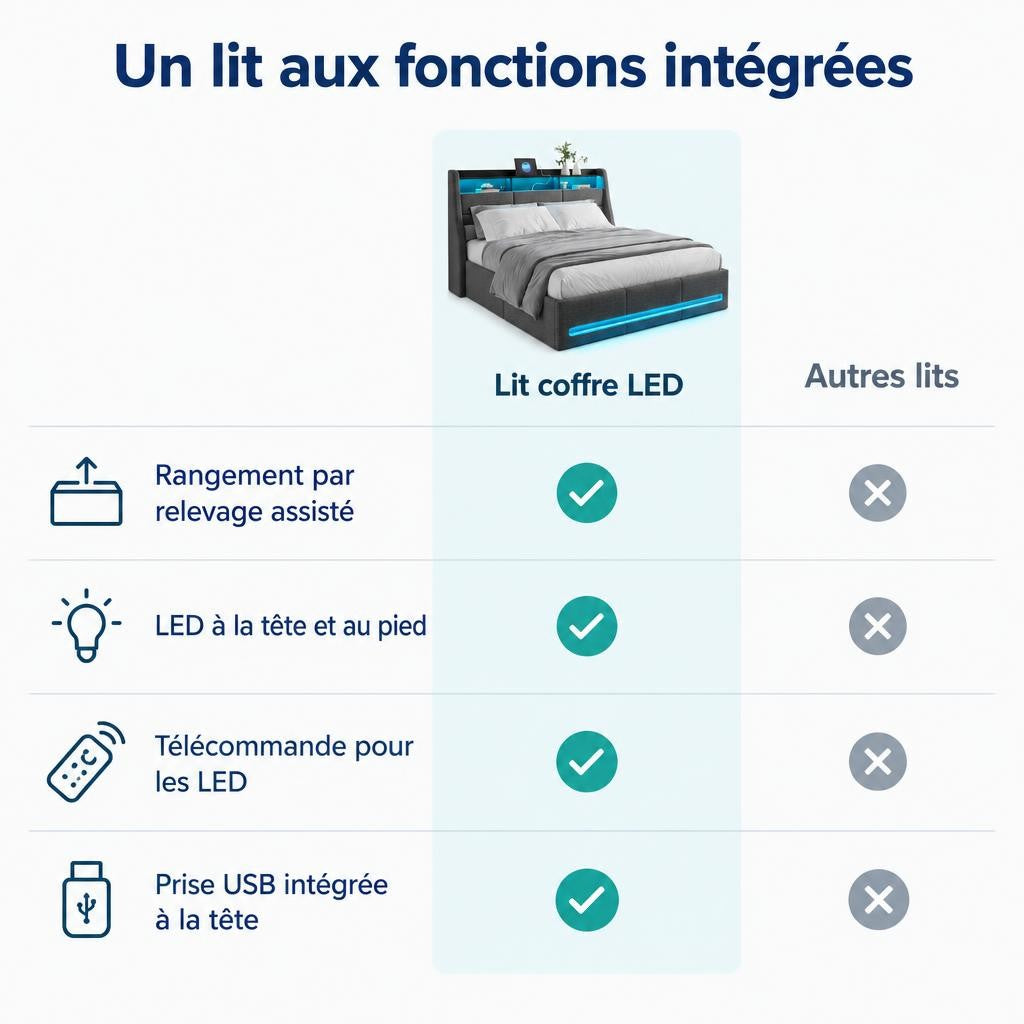 Lit coffre avec LED